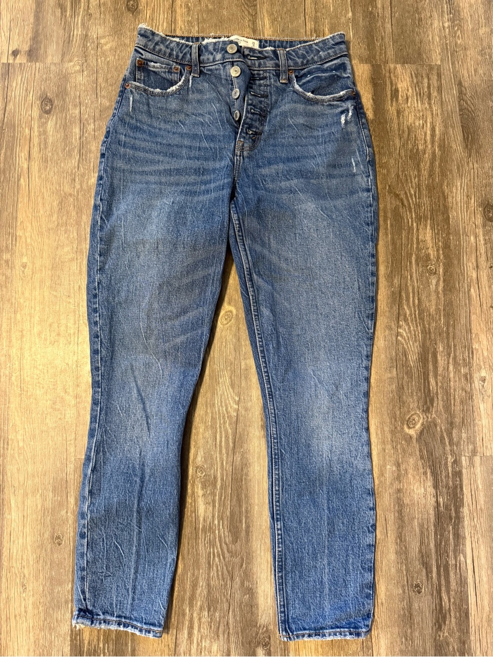 Abercrombie & Fitch Medium Blue High-Rise Button-Fly Jeans